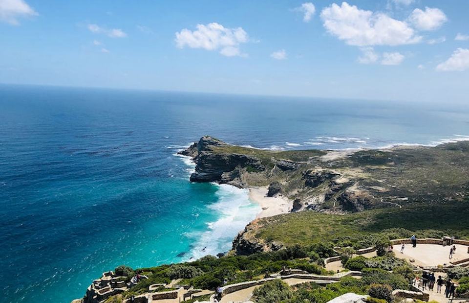 The cliffs and turquoise sea at Cape Point.