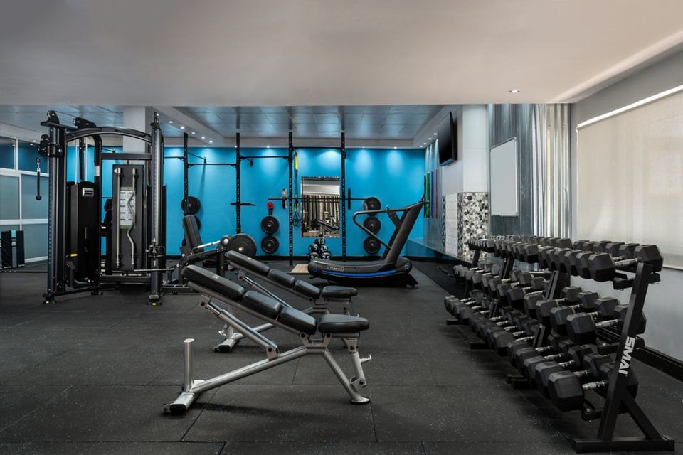 The hotel gym.